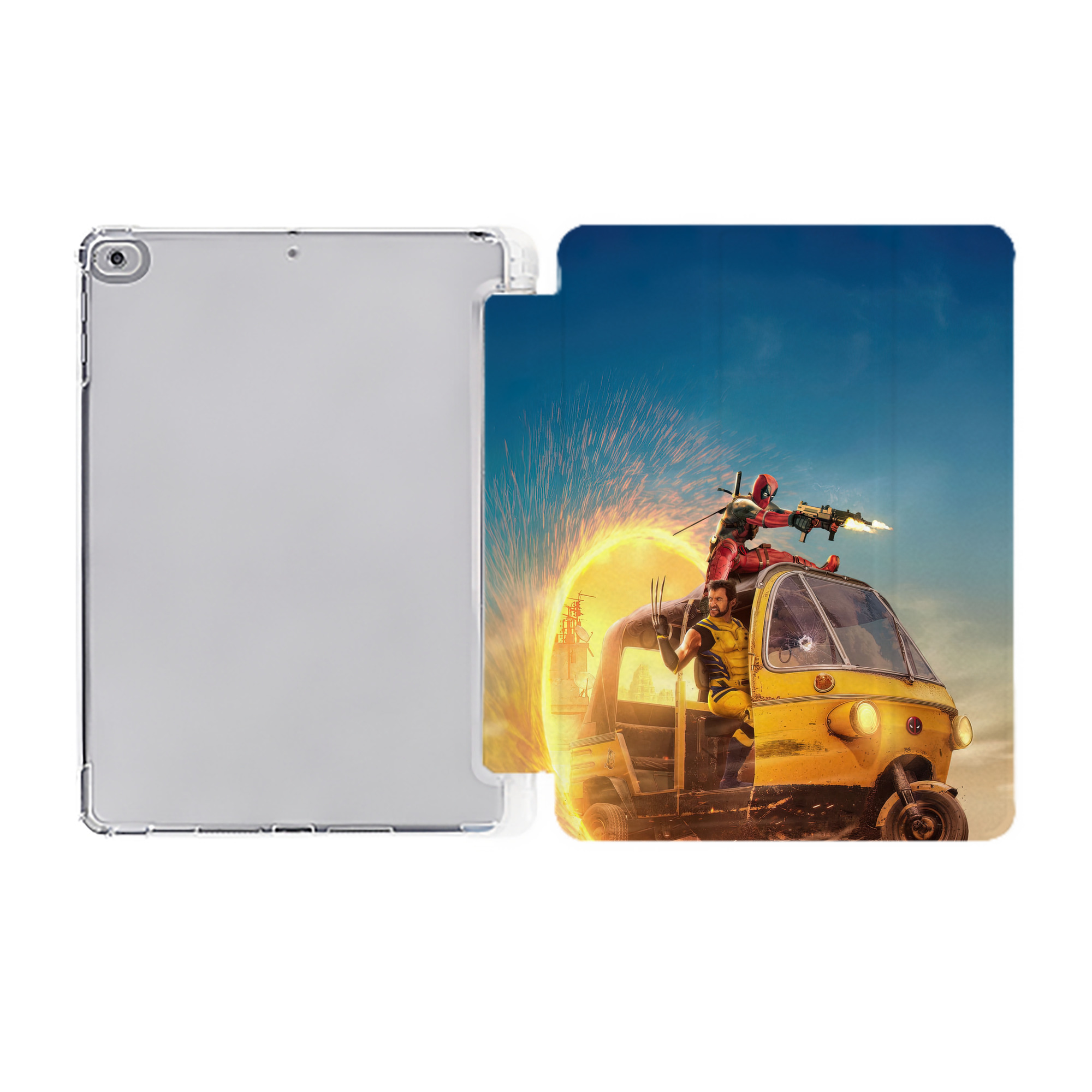 （画像用） Deadpool デッドプール IPad ケース ペン収納付き 三つ折りスタンド PUレザー×シリコン 対応機種9.5/10.5/10.9インチ